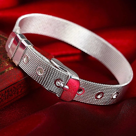 Sterling Silver Belt Buckle Unisex Bracelet - Picture 6 of 13